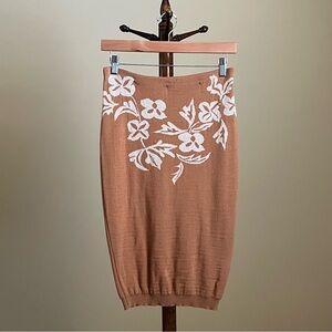 NWOT - Betty Blue - Double Knit Wool Skirt in Caramel Floral  - 42 IT / U.S. 6